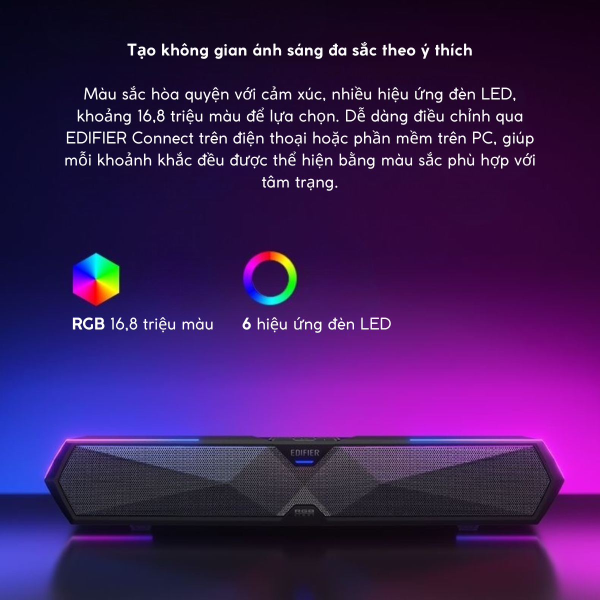Loa Gaming Soundbar EDIFIER M30 Plus – Âm Thanh 2.0 Đối Xứng, Bluetooth 5.4, Đèn LED RGB, Chống Ồn