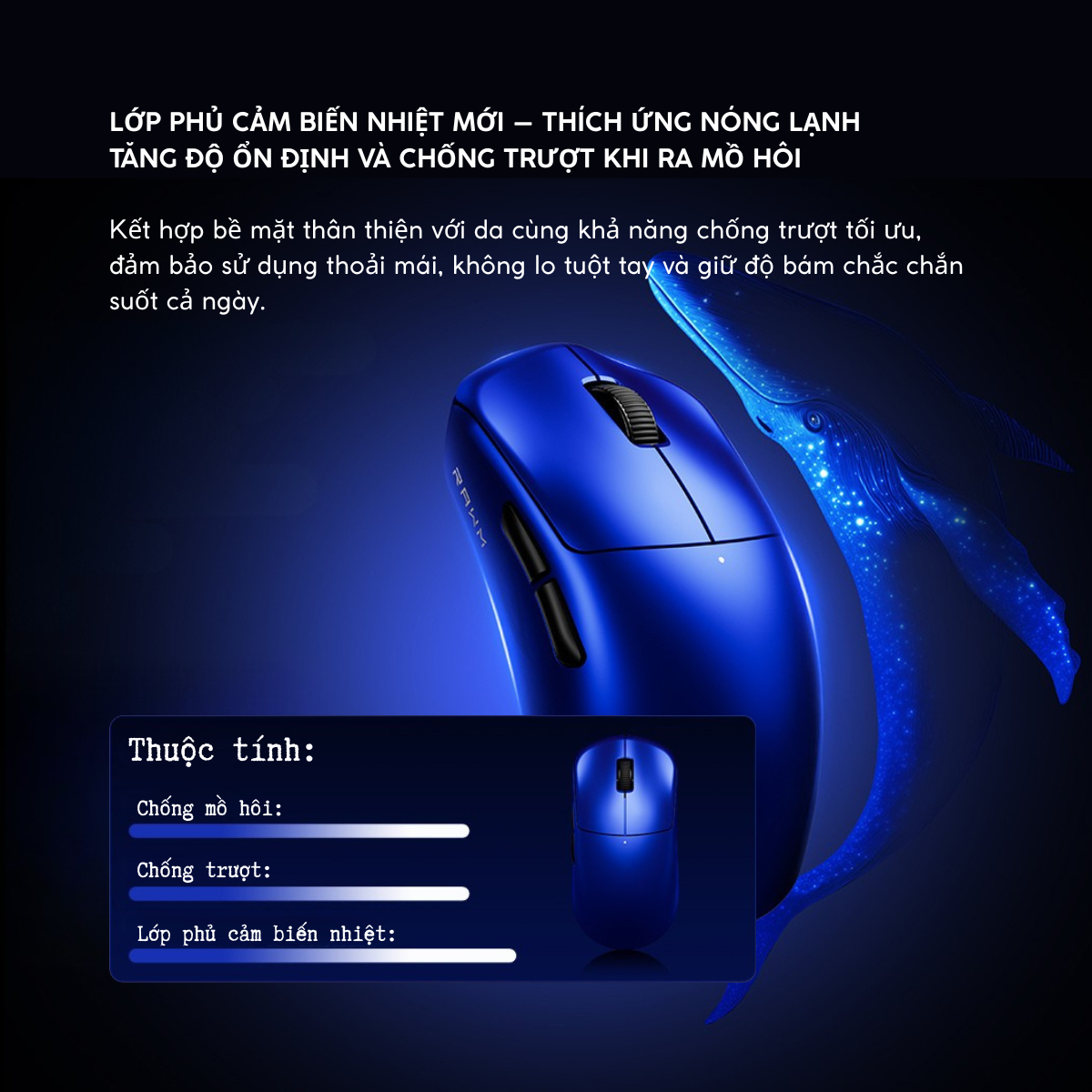 Chuột Gaming Không Dây RAWM Leviathan V4, Cảm Biến PAW3950, Nordic