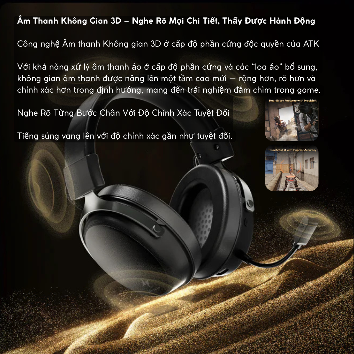 Tai Nghe Gaming Không Dây ATK Neptune N9, Driver Phủ TITAN 53mm, Tần Số 10Hz – 40kHz, Âm thanh không gian 3D, Độ Trễ Thấp 10ms, Khử Ồn Đàm Thoại, Pin 1500mAh(130h), Trọng Lượng 270g