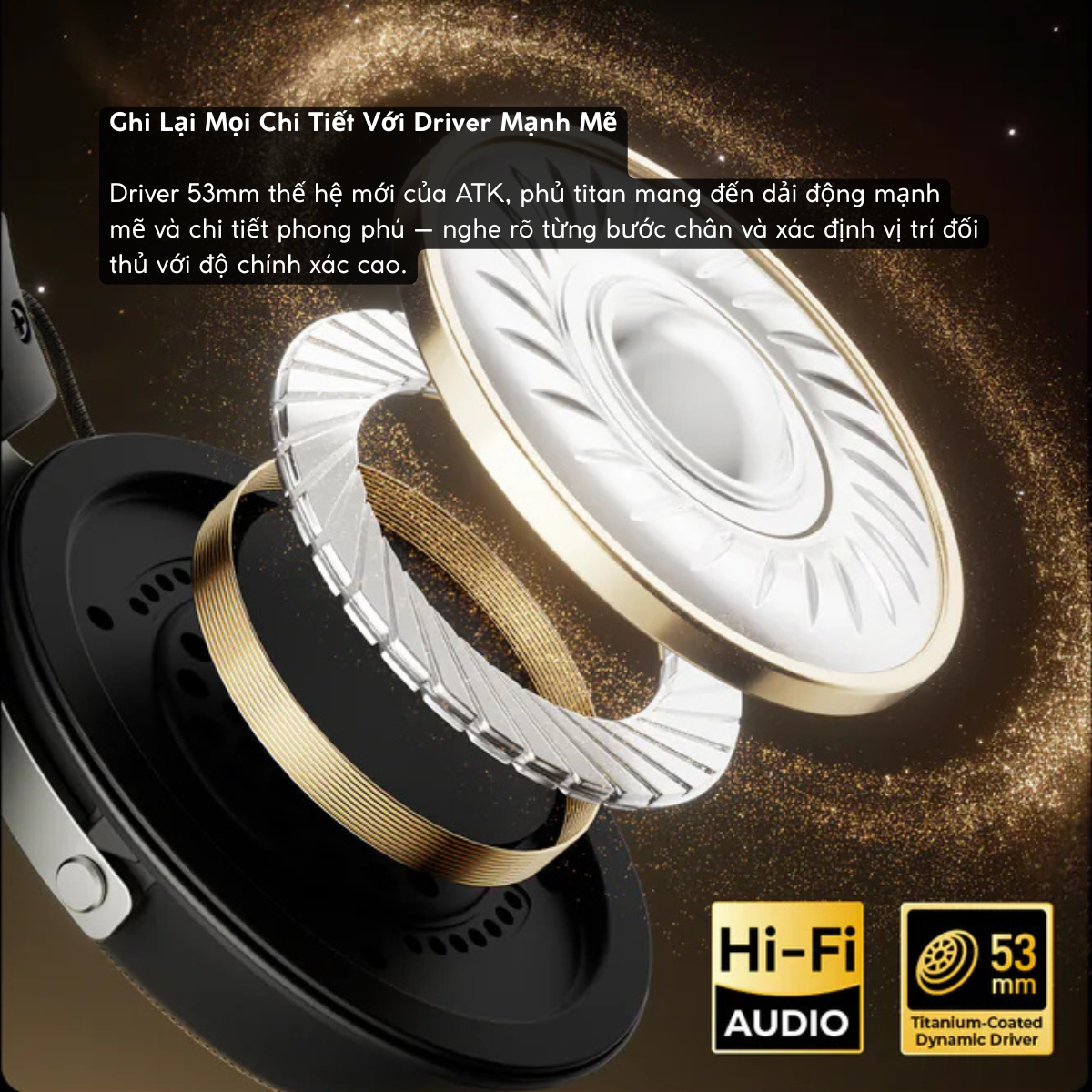 Tai Nghe Gaming Không Dây ATK Neptune N9, Driver Phủ TITAN 53mm, Tần Số 10Hz – 40kHz, Âm thanh không gian 3D, Độ Trễ Thấp 10ms, Khử Ồn Đàm Thoại, Pin 1500mAh(130h), Trọng Lượng 270g