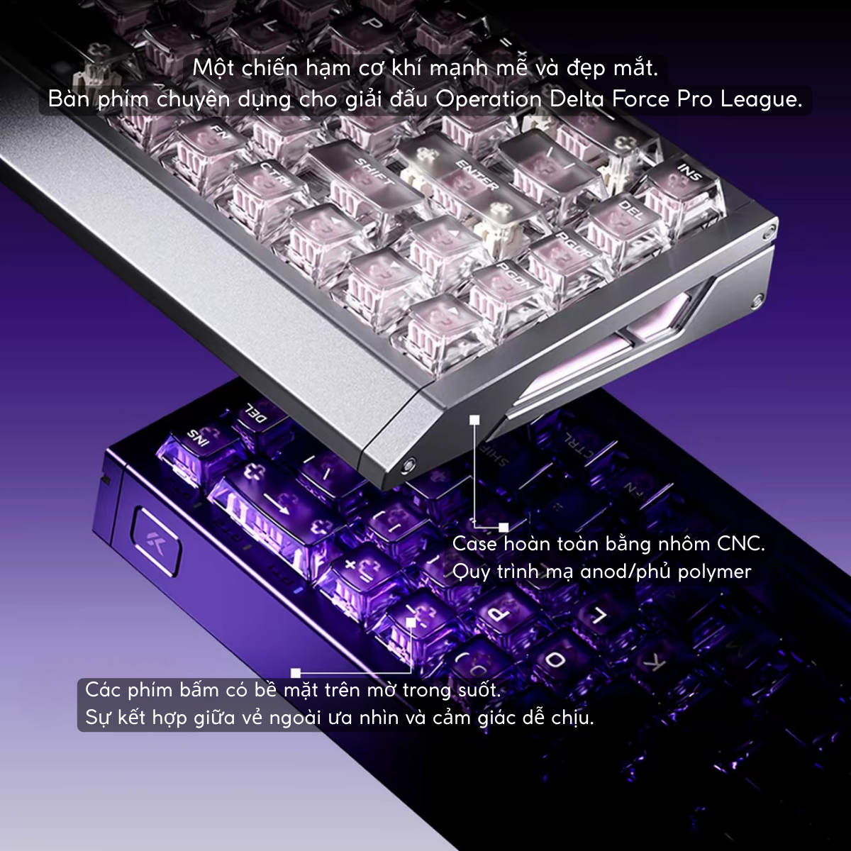 BÀN PHÍM GAMING HE MCHOSE ACE 68 GT, Polling Rate 16K, Độ Chính Xác 0.001mm, Scan Rate 256K, Độ Trễ 0.06ms, RGB 16.8 triệu màu, Hỗ Trợ Music Rhythm 2.0