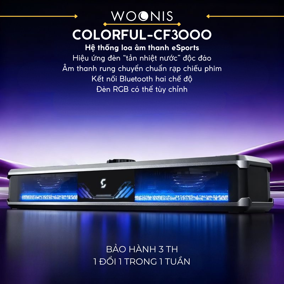 Loa Soundbar Colorful CF3000 – RGB mô phỏng tản nhiệt nước, Bluetooth 5.3, Micro ẩn HD