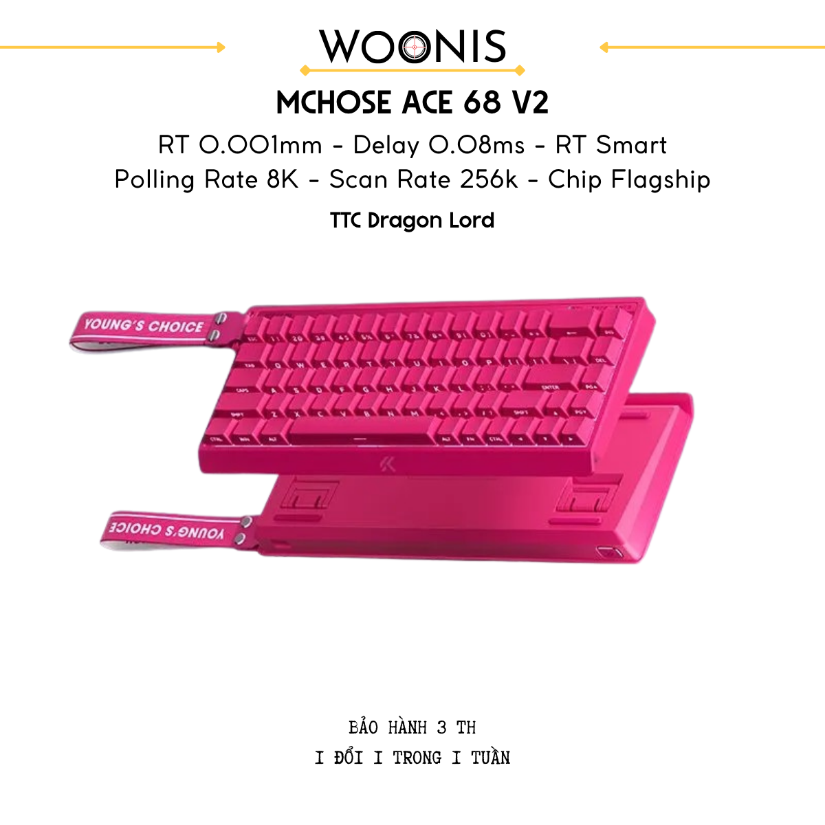 Bàn Phím Gaming HE Mchose Ace 68 V2 – Rapid Trigger 0.001mm, Delay 0.08ms, RT Smart, Polling Rate 8K - Scan Rate 256k, Chip Flagship