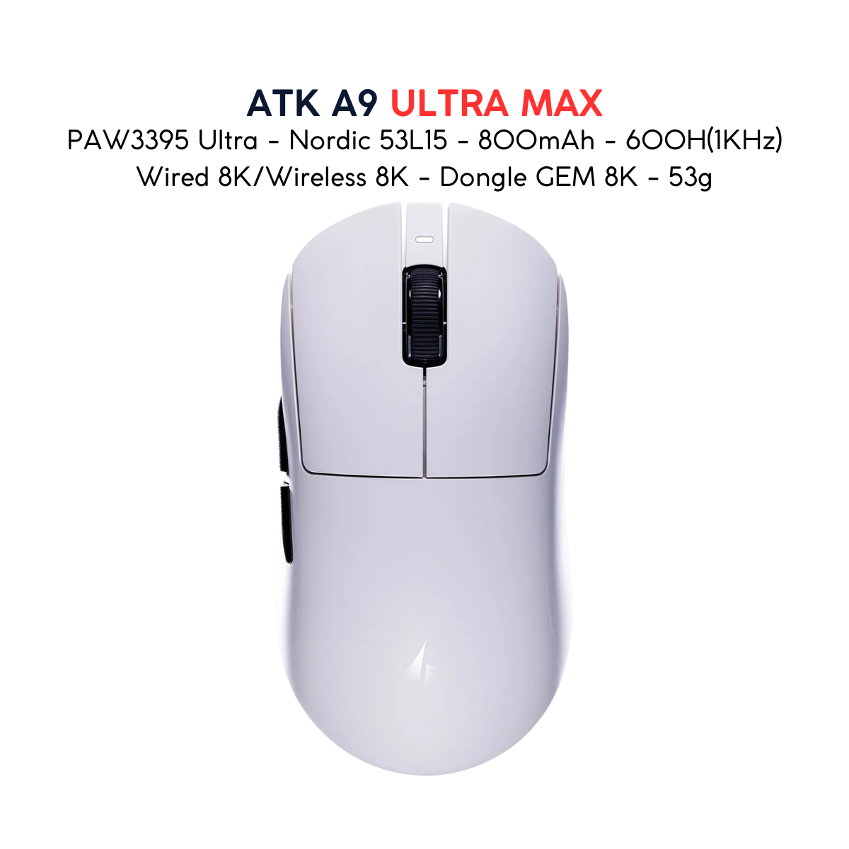 Chuột Gaming ATK A9 Ultramax - Ultimate – Chuột Không Dây Nhẹ 53g, Cảm Biến PAW3950 Ultra, Polling Rate 8000Hz - Hiệu Suất Đỉnh Cao Cho Game Thủ