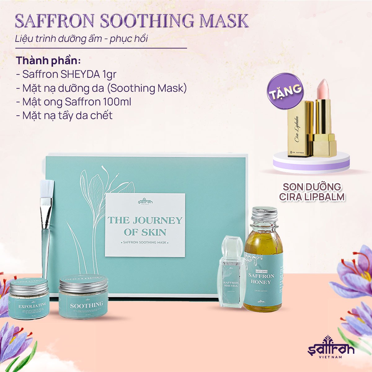 Bộ sản phẩm Phục Hồi Và Trị Mụn Saffron Soothing Mask