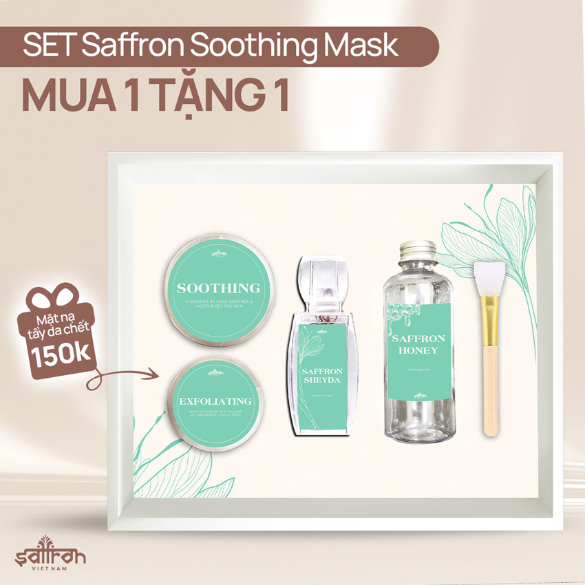 Bộ sản phẩm Phục Hồi Và Trị Mụn Saffron Soothing Mask