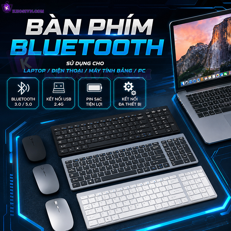 Bàn Phím Bluetooth Mini Không Dây Pin Sạc Dùng Cho Laptop, Điện Thoại, Máy Tính Bảng - K819N