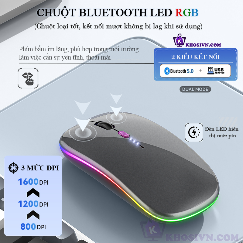 Tại Sao Bạn Nên Mua Chuột Bluetooth Không Dây Pin Sạc Siêu Mỏng Loại Tốt Có LED RGB Chuột Dùng Cho Điện Thoại Máy Tính - M2/3 Tại Khosivn?