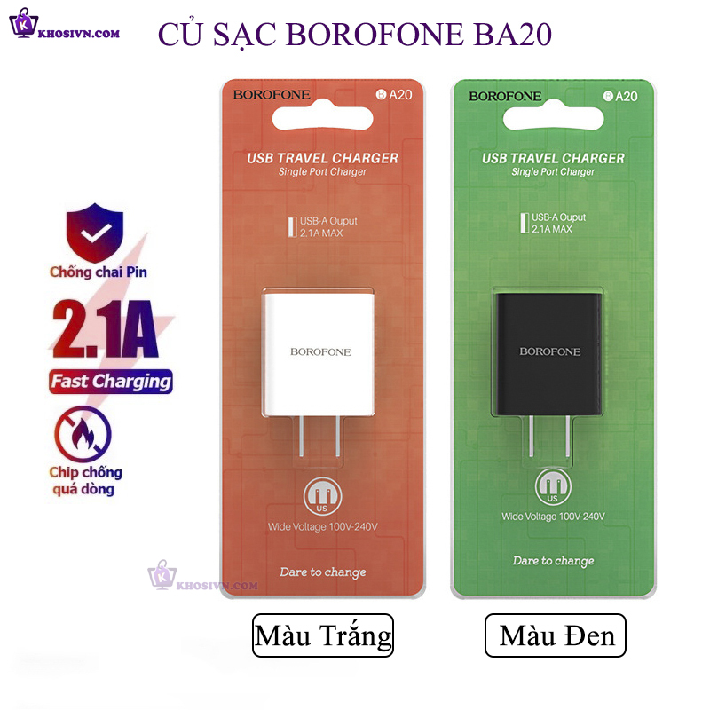 cốc sạc Borofone BA20 5V 2.1A