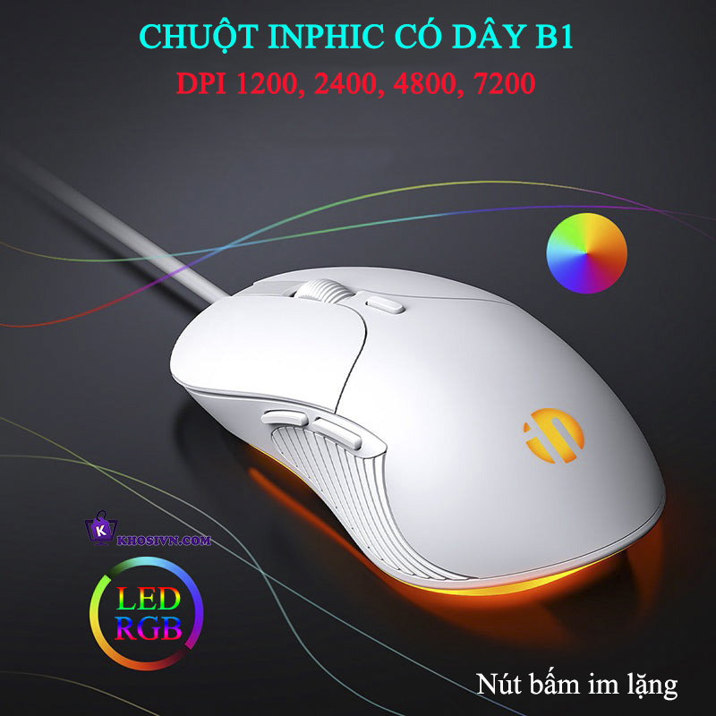 Chuột Gaming Inphic Có Dây LED RGB DPI Up 7200 Siêu Nhạy - Inphic B1