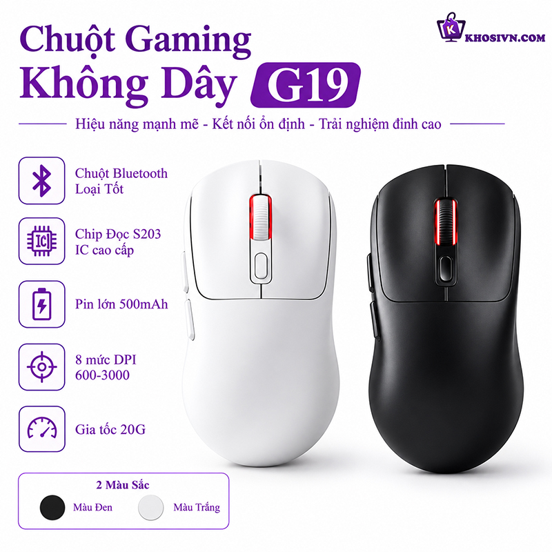 Chuột Gaming Không Dây 3 Chế Độ Kết Nối Cảm Biến S203 IC 5000DPI - G19