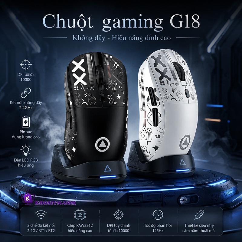 Tại Sao Bạn Nên Mua Chuột Gaming Không Dây 3 Model Kết Nối LED RGB 3600DPI Có App Điều Chỉnh G18 Tại Khosivn?