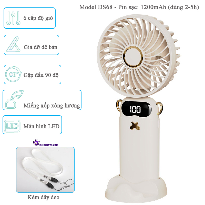 Thông Số Kỹ Thuật Của Quạt Cầm Tay Tích Điện DS68