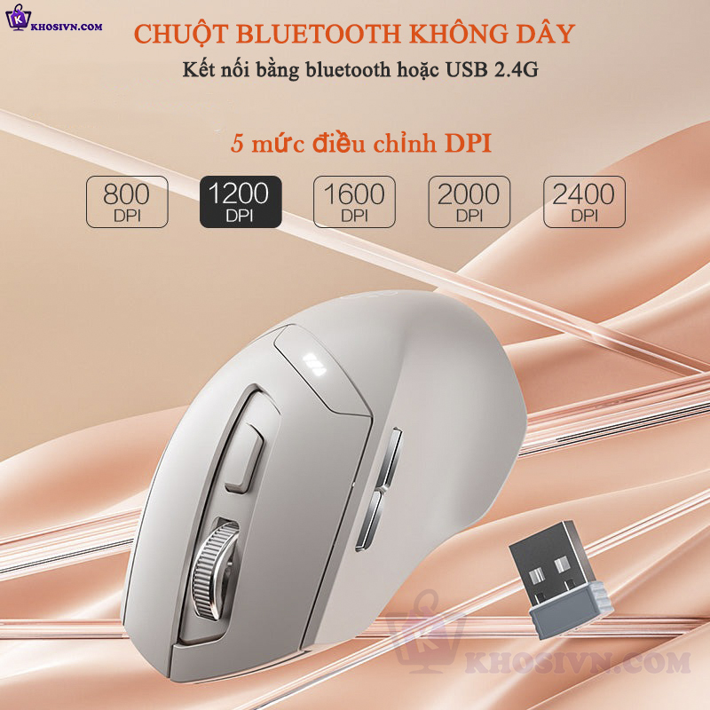 Chuột Gaming Inphic 2.4G Bluetooth Công Thái Học Click Không Tiếng Ồn - Inphic DR6