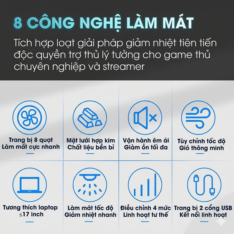 Đặc Điểm Nổi Bật Của Đế Tản Nhiệt Laptop Gaming Q100 Pro