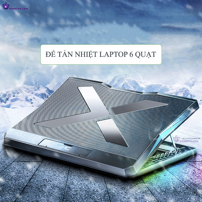 Đế tản nhiệt laptop gaming có 6 quạt gió mạnh làm mát máy tính nhanh không ồn MC Q3