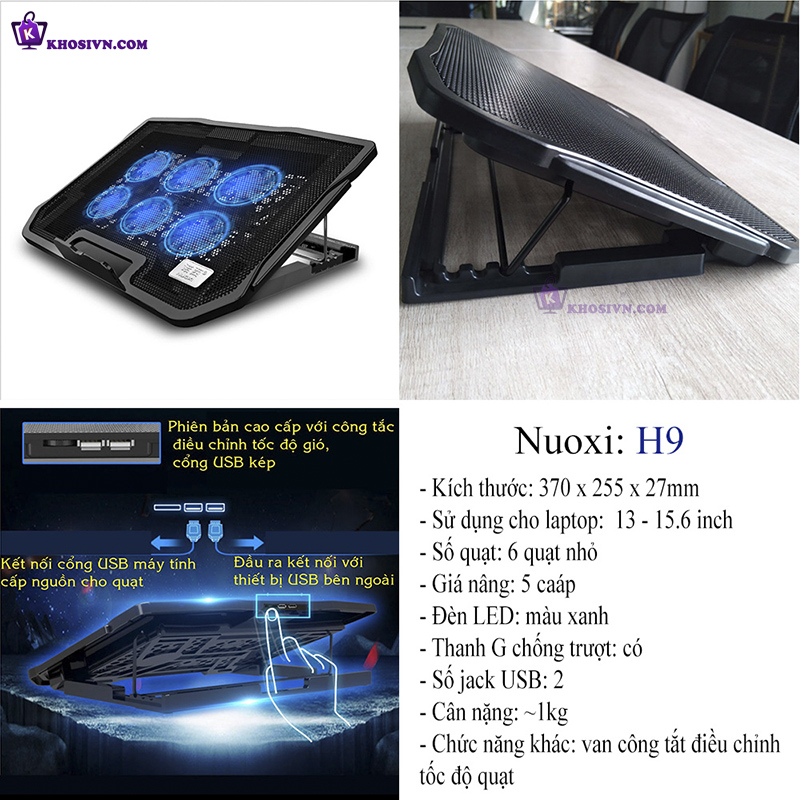 Thông Số Kỹ Thuật Của Đế Tản Nhiệt Làm Mát Laptop Nuoxi H9