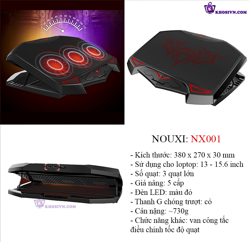 Đế Tản Nhiệt Laptop Gaming 5 Cấp Độ NX-001