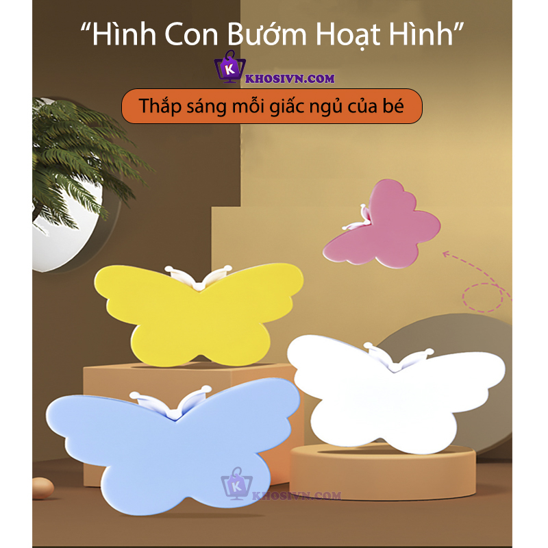 Đèn Ngủ Cảm Biến Ánh Sáng Tự Động Tắt Mở Hình Con Bướm Cute