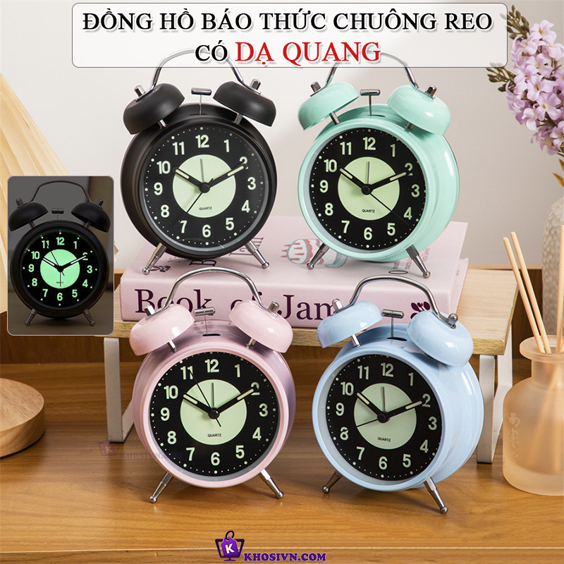 Đồng Hồ Chuông Reo Báo Thức Dạ Quang Để Bàn, Đồng Hồ Dạ Quang Báo Thức Để Bàn Kim Trôi - DQ3304