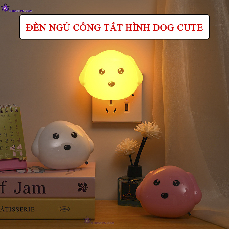 Đèn Ngủ Cắm Điện Gắn Tường Mini Hình Cún Dog Cute