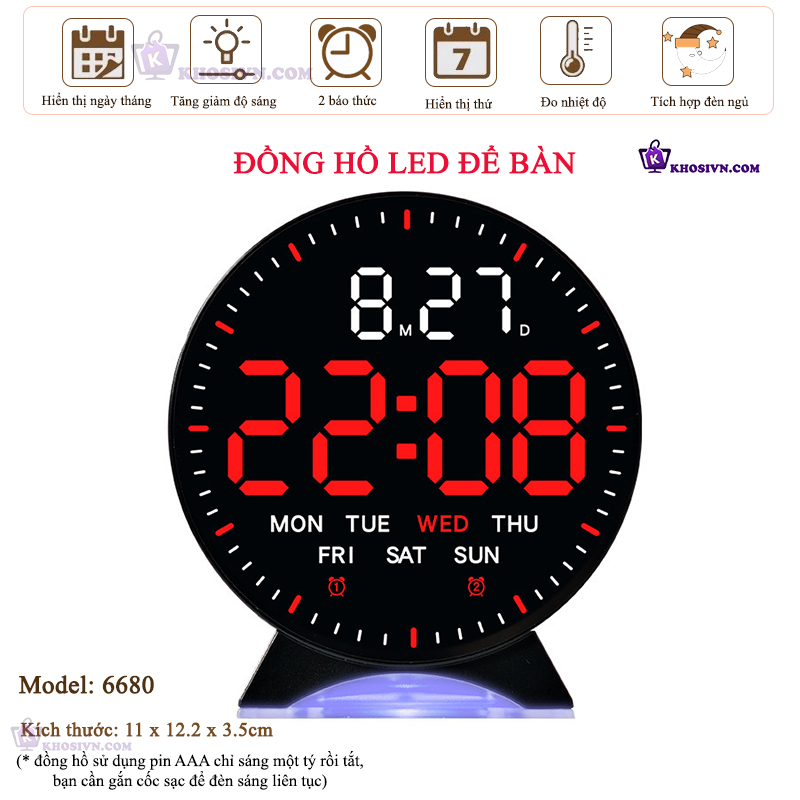 Tại Sao Bạn Nên Mua Đồng Hồ LED Decor Để Bàn Trang Trí Có Báo Thức, Đèn Ngủ, Hiển Thị Thời Gian, Ngày Tháng Thứ - 6680 Tại Khosivn?