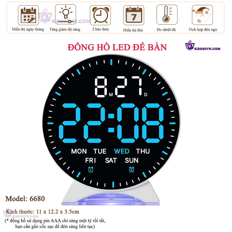 Tại Sao Bạn Nên Mua Đồng Hồ LED Decor Để Bàn Trang Trí Có Báo Thức, Đèn Ngủ, Hiển Thị Thời Gian, Ngày Tháng Thứ - 6680 Tại Khosivn?