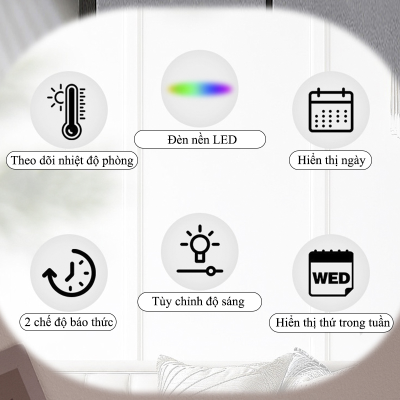 Đặc Điểm Nổi Bật Của Đồng Hồ LED Decor Để Bàn Để Phòng, Đồng Hồ Tích Hợp Đèn Ngủ - GH8033