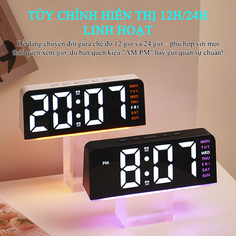 Địa Chỉ Mua Sỉ Đồng Hồ LED Decor Để Bàn Để Phòng, Đồng Hồ Tích Hợp Đèn Ngủ Có Báo Thức Nhiệt Độ - GH8033 Tại TPHCM - Khosivn.com