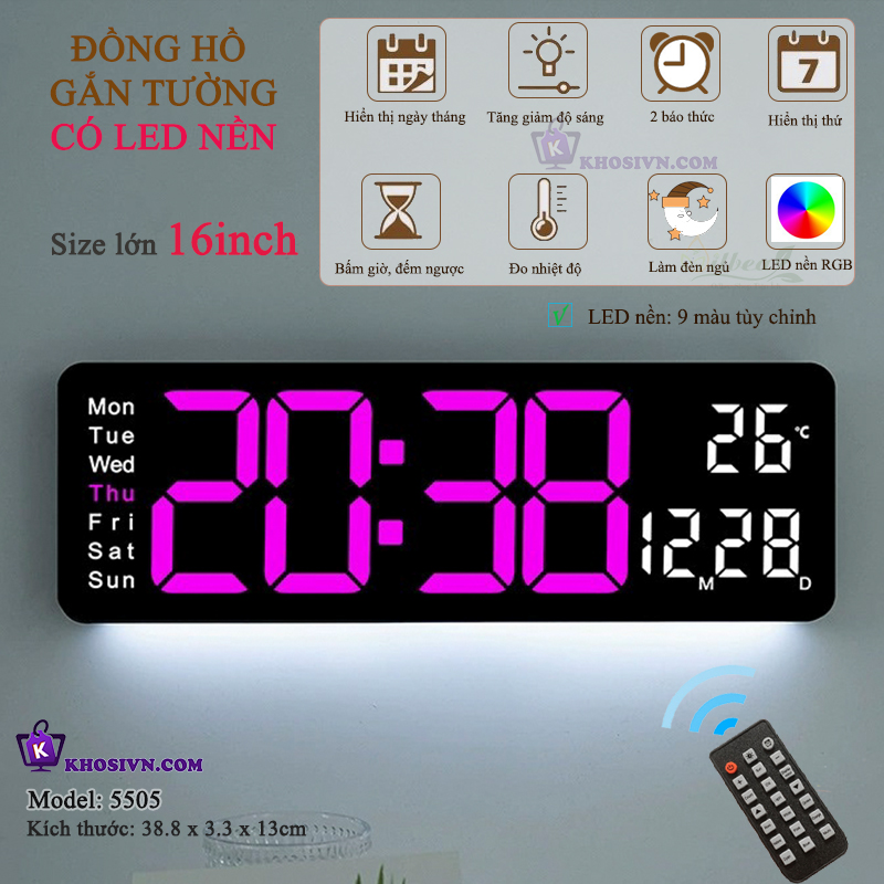 Địa Chỉ Mua Sỉ Đồng Hồ LED Decor Để Bàn Đồng Hồ Gắn Tường Tích Hợp Đèn Ngủ Có Thể Điều Chỉnh - 5505 Tại TPHCM - Khosivn.com