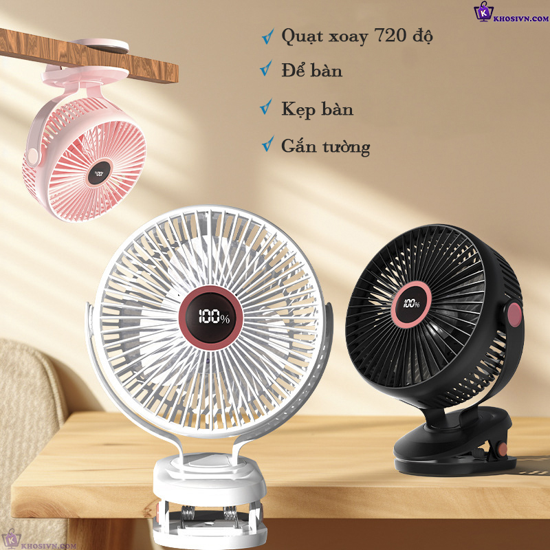 Địa Chỉ Mua Sỉ Quạt Kẹp Bàn Tích Điện Kích Thước Lớn 8inch Thiết Kế Hiện Đại Có Màn Hình LED 5 Cấp Độ Gió JH-022 Tại TPHCM - Khosivn.com