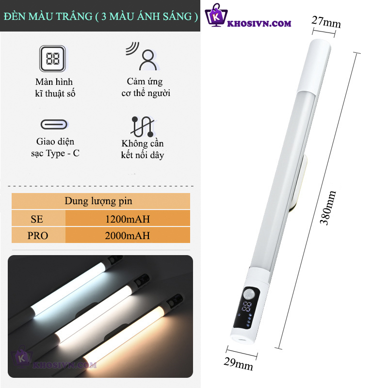 Đèn Cảm Biến Chuyển Động LED Không Dây Đa Năng Pin Sạc Gắn Tường Tủ Bếp Tủ Áo Phòng Ngủ - L2901