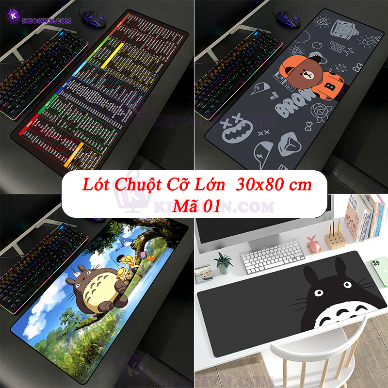 Lót Chuột Cỡ Lớn 30x80cm Miếng Pad Chuột Cao Su Cỡ Lớn Có Bo Viền - Mã 01