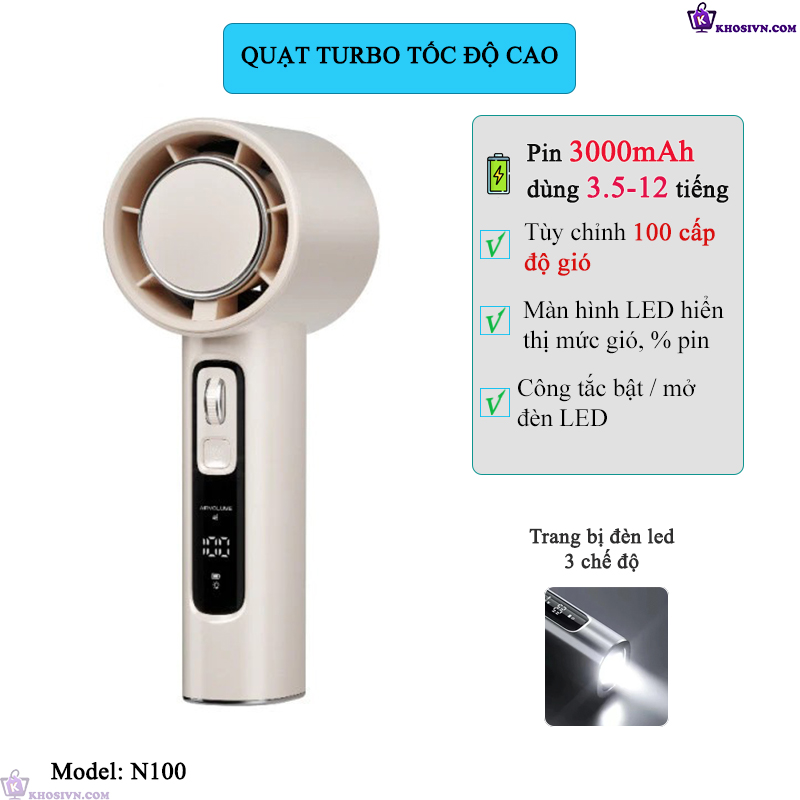 Thông Số Kỹ Thuật Của Quạt Turbo Cầm Tay N100