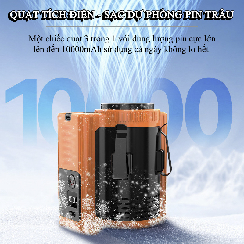 Tính Năng Nổi bật Của Quạt Turbo Đeo Thắc Lưng, Quạt Đeo Hông Làm Mát Pin Trâu 10.000mAh Có Đèn LED - N610
