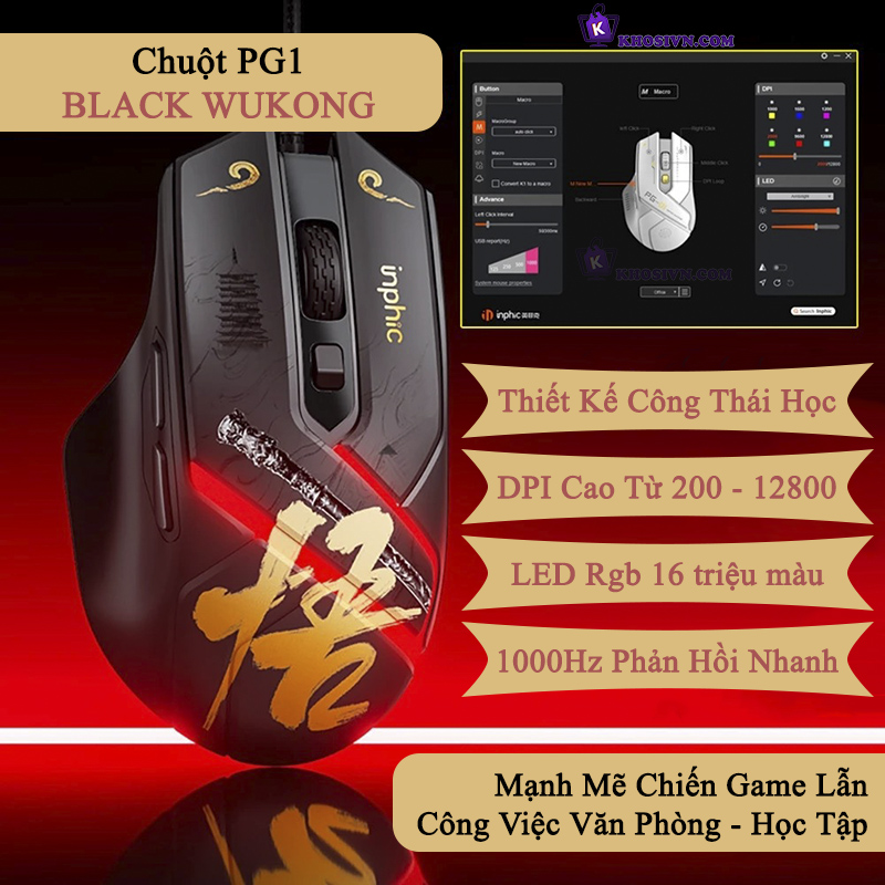 Tại Sao Bạn Nên Mua Chuột Gaming Inphic Có Dây Cao Cấp LED RGB 16 Triệu Màu 12800dpi Phím Bấm Có Âm Click - Inphic PG1 Tại Khosivn?