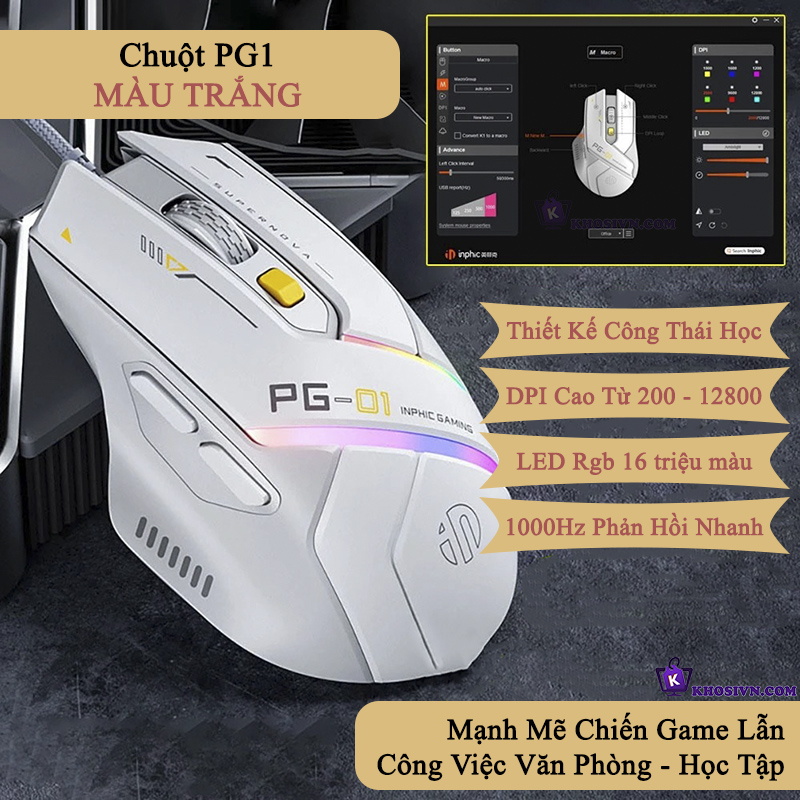 Thông số kỹ thuật của Chuột Gaming Inphic Có Dây Cao Cấp LED RGB - Inphic PG1