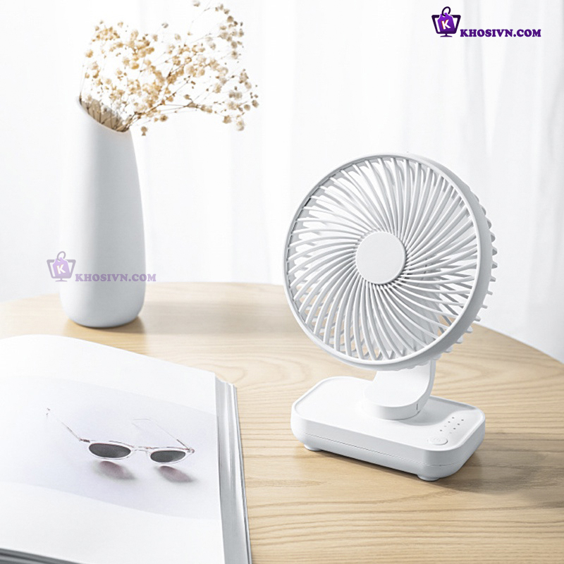 Tại Sao Bạn Nên Mua Quạt Để Bàn Văn Phòng Tích Điện Mini 4000mAh Quạt Để Bàn 4 Tốc Độ Gió Pin Sạc Chạy Êm - D606 Tại Khosivn?