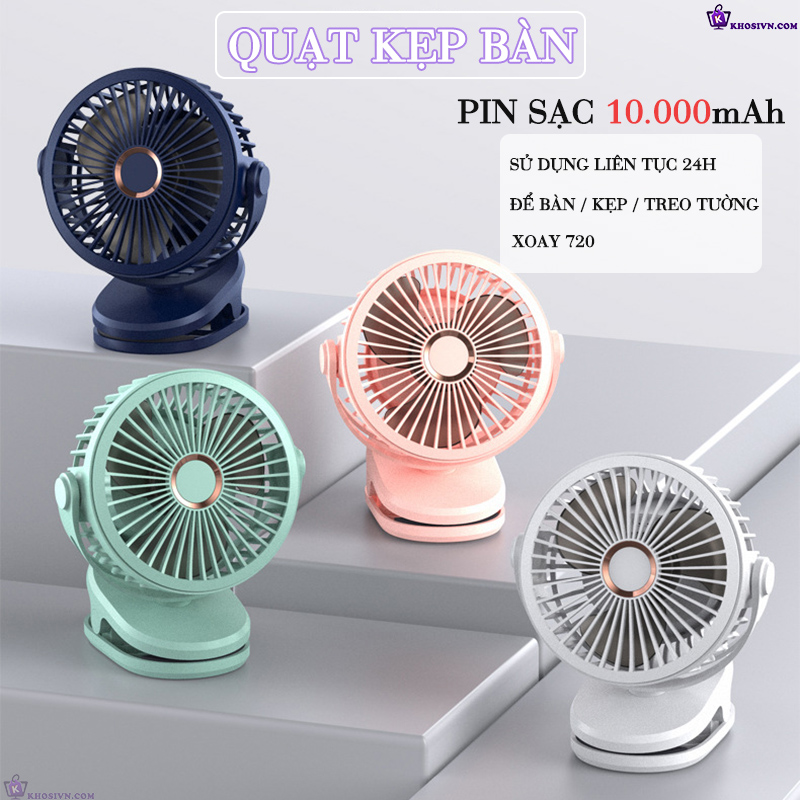 Thông Số Quạt Tích Điện Kẹp Xe Đẩy Cho Bé Quạt Kẹp Bàn Pin Trâu 10000mAh GF-07