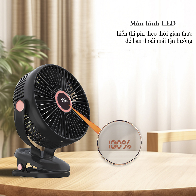 Tại Sao Bạn Nên Mua Quạt Kẹp Bàn Tích Điện, Kẹp Xe Đẩy, Để Bàn Size Lớn 8inch Pin 10.000mAh Xoay 720 độ - JH-022 Tại Khosivn?