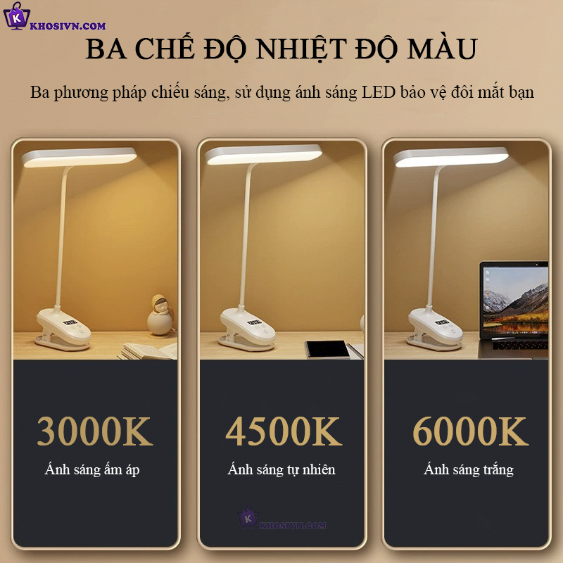 Đặc điểm nổi bật của Đèn Bàn Tích Điện Kẹp Bàn Học Tích Hợp Đồng Hồ SL-975