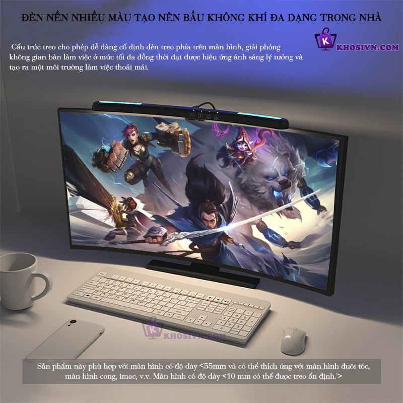 Lợi Ích Khi Sử Dụng Đèn Treo Màn Hình Vi Tính Cong Kẹp Màn Hình PC Có Đèn LED RGB Điểu Chỉnh Độ Sáng Cong 40cm TB-301SFS