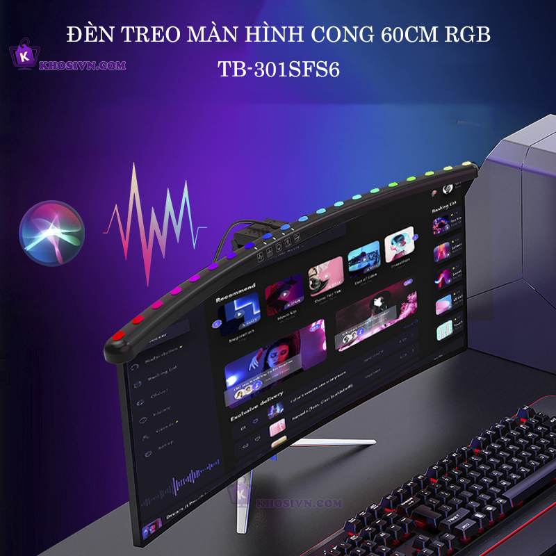 Đèn Treo Màn Hình Vi Tính Gaming Đường Cong LED RGB Nhảy Theo Nhạc Dài 60cm TB-301SFS6
