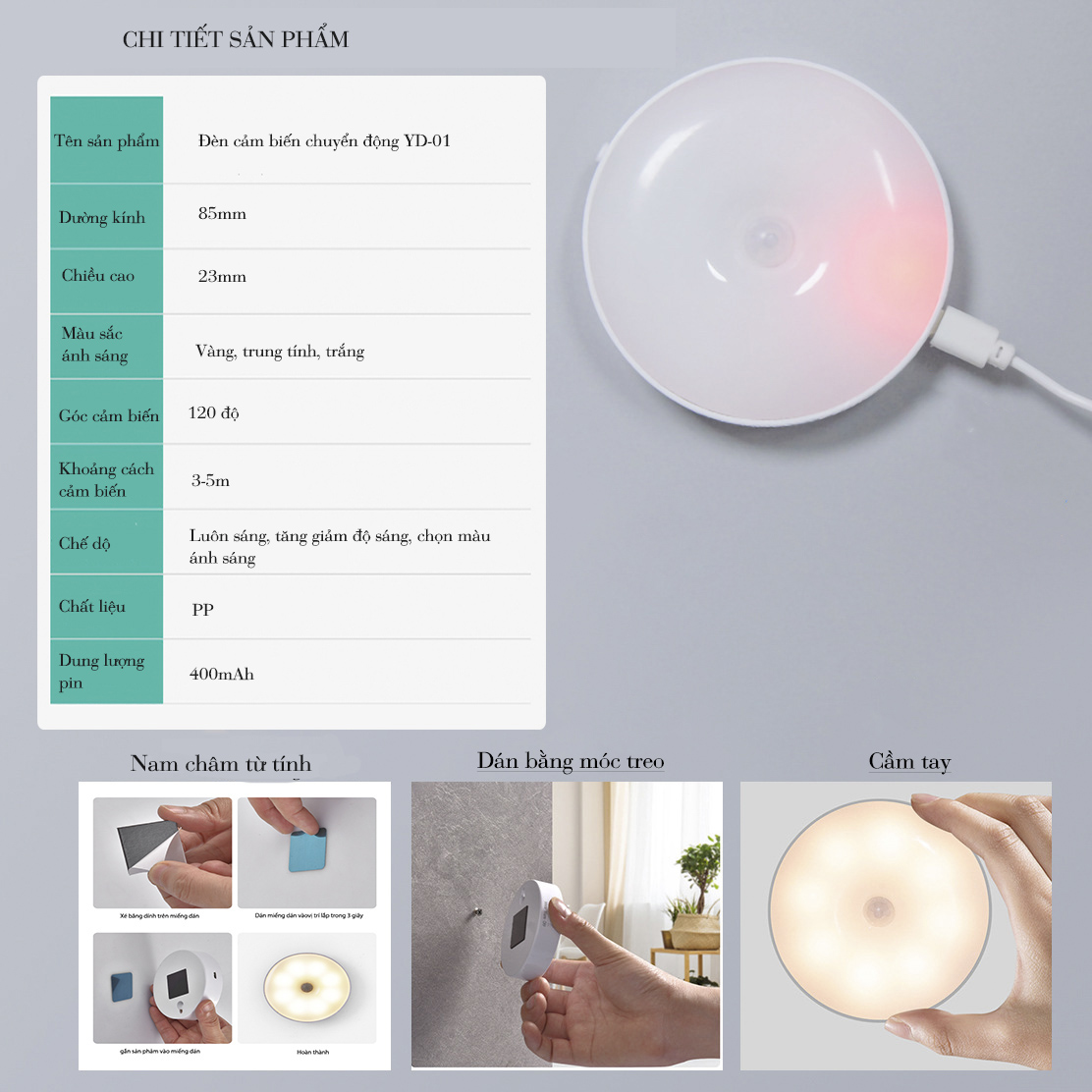 Đặc Điểm Nổi Bật Của Đèn Ngủ Cảm Biến Ánh Sáng YD-01