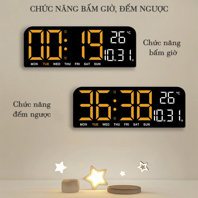 Đồng Hồ LED Điện Tử Để Bàn Gắn Tường Có Chức Năng Báo Thức, Đếm Ngược, Bấm Giờ, Đo Nhiệt Độ - 0707