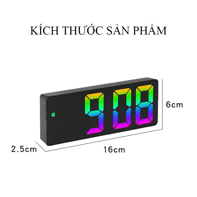 Đồng Hồ LED RGB Mini Để Bàn Báo Thức Decor Bàn Làm Việc - GH0712L