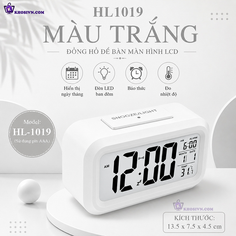 Địa Chỉ Mua Sỉ Đồng Hồ LED Màn Hình LCD Hiển Thị Đa Chức Năng Có Báo Thức HL-1019 Tại TPHCM - Khosivn.com