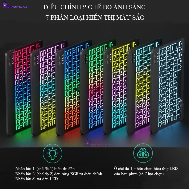 Bàn Phím Bluetooth Cho Điện Thoại Máy Tính Bảng Không Dây 10 inch Có LED RGB B2