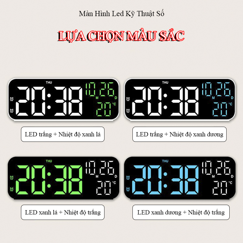 Đồng Hồ LED Digital Decor Để Bàn Báo Thức Hiển Thị Thời Gian Nhiệt Độ Chức Năng Đếm Ngược - YX-2802
