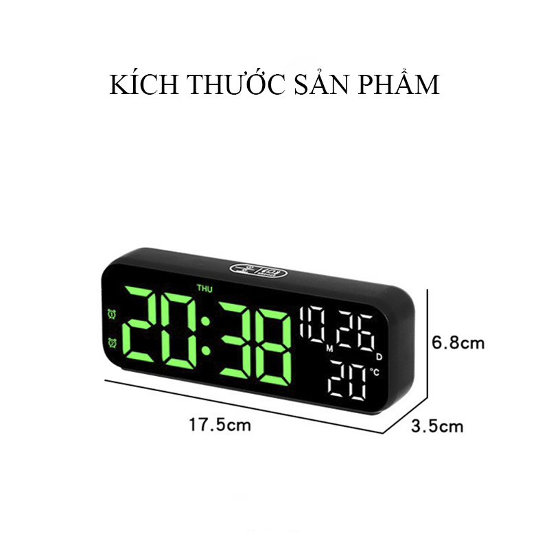 Đồng Hồ LED Digital Decor Để Bàn Báo Thức Hiển Thị Thời Gian Nhiệt Độ Chức Năng Đếm Ngược - YX-2802